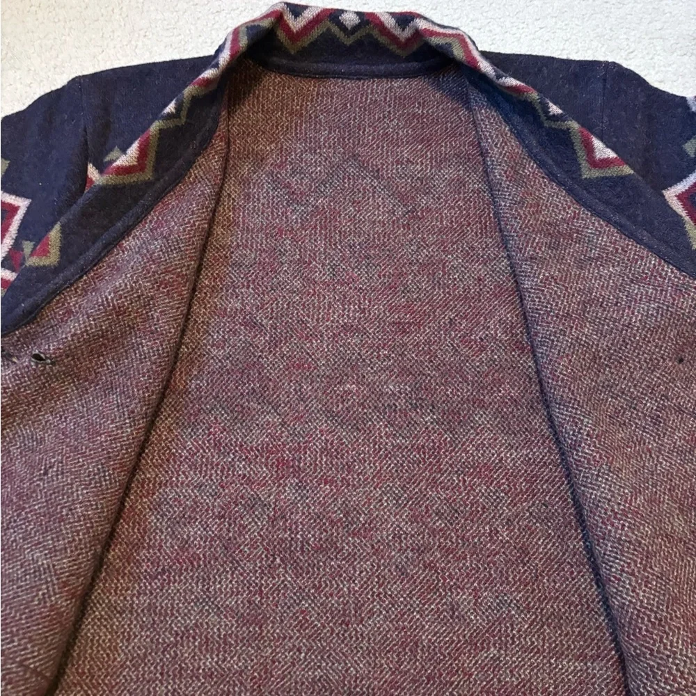 Vintage Aztec / Navajo / Tapestry unbranded button up woven jacket, sz L - Picture 5 of 6